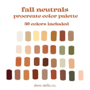 Fall Neutrals Color Palette, Procreate Color Palette, Procreate Tools, Earth Tone Color Palette