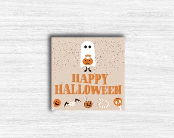 Happy Halloween Tag, Halloween Cookie Tag, Ghost Tag, Pumpkin Tag, 2" Tag, Square Tag, Sugar Cookie Tag