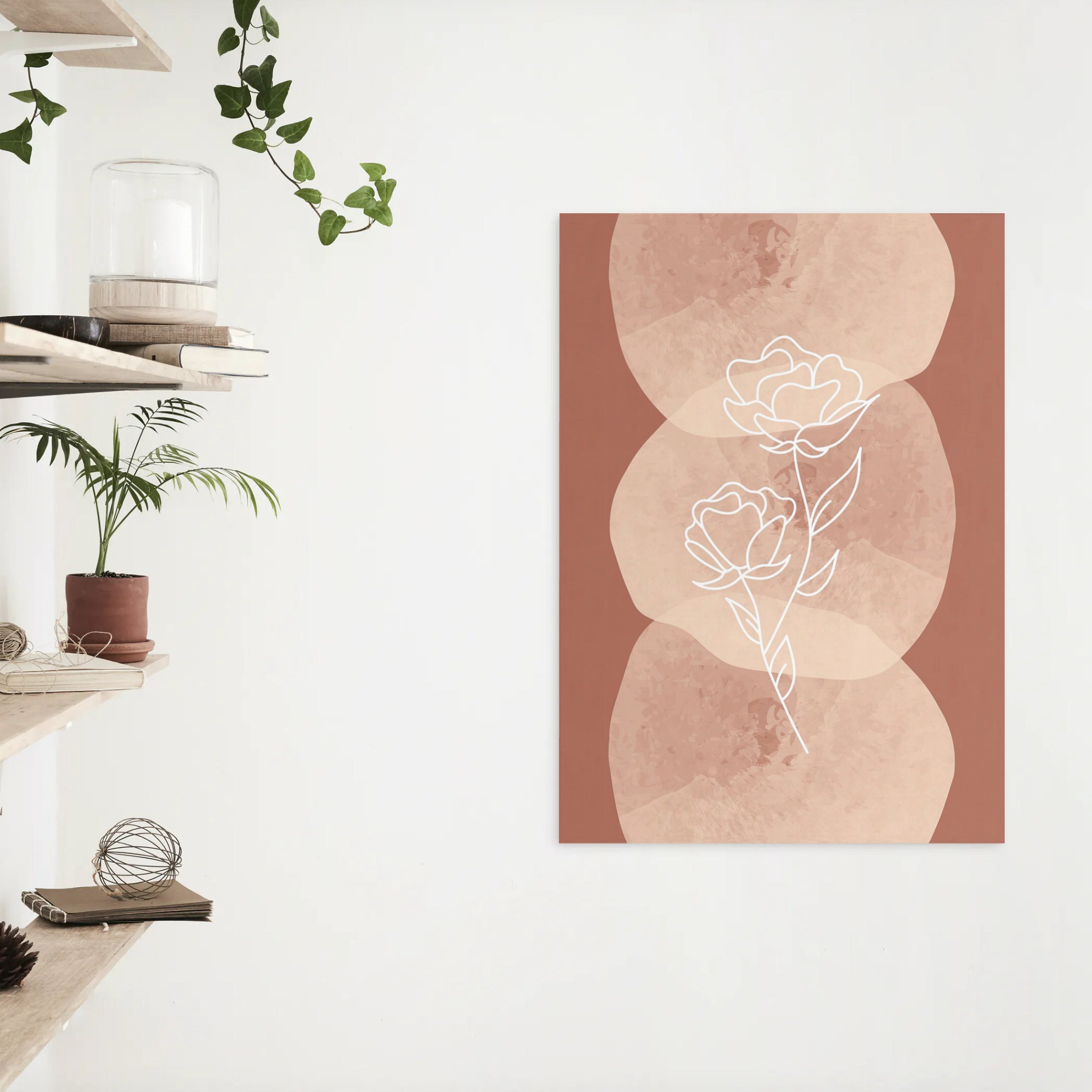 Boho Terracotta Flower Poster Modern Wall Art Minimal Print - Etsy France