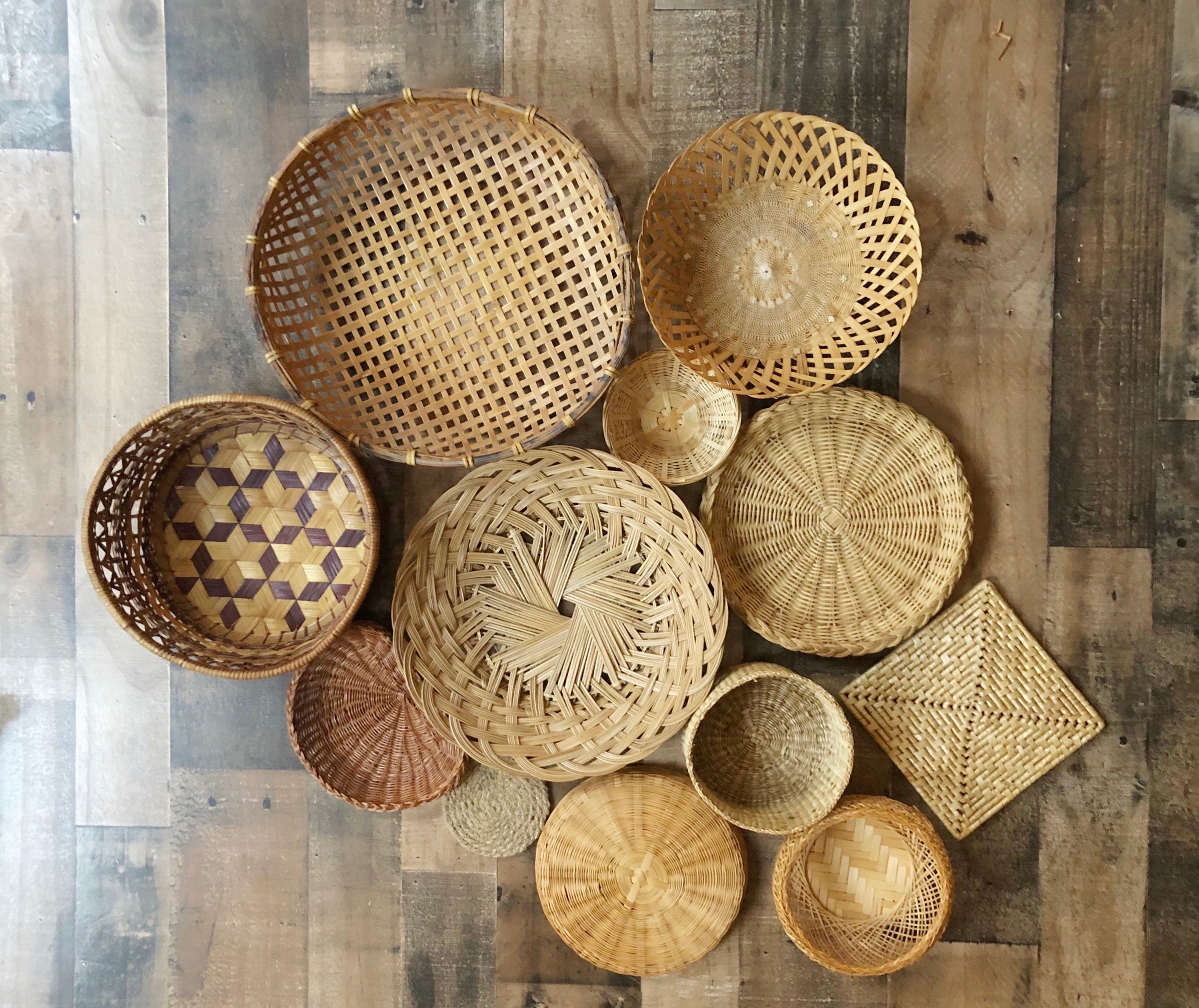 Boho wall baskets Farmhouse Rustic Vintage baskets Vintage Etsy