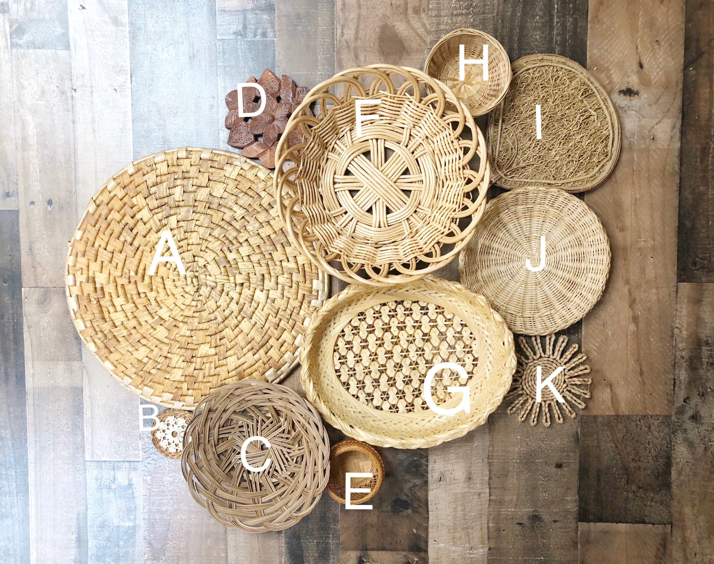 Boho wall baskets Farmhouse Rustic Vintage baskets Etsy