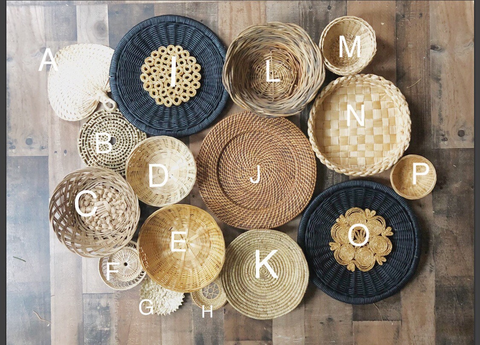 Boho wall baskets Farmhouse Rustic Vintage baskets Etsy