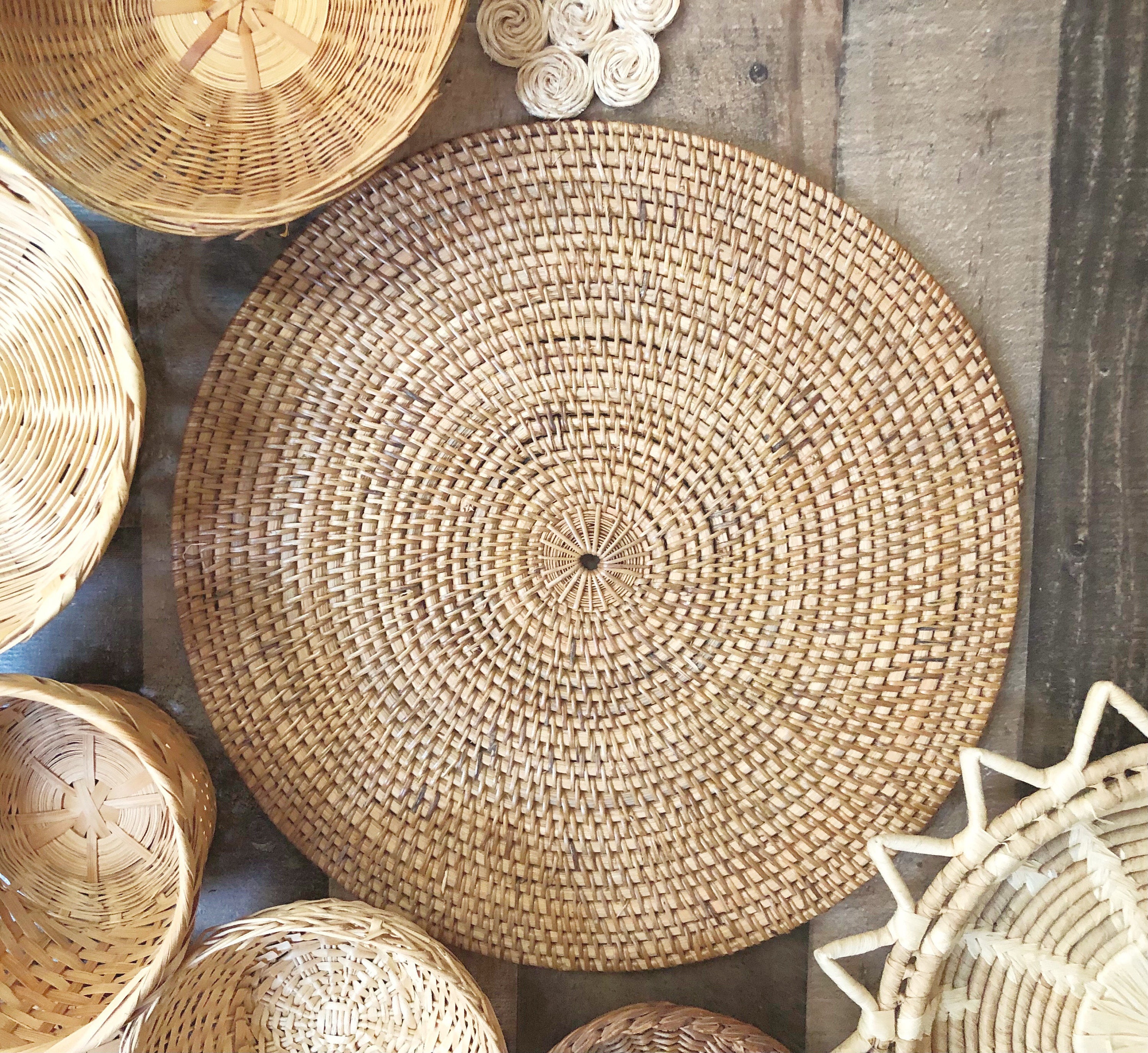 Boho Wall Baskets Cottagecore Minimalist Farmhouse Rustic Etsy