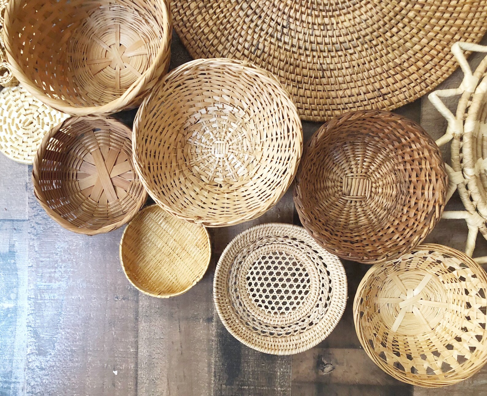 Boho Wall Baskets Cottagecore Minimalist Farmhouse Rustic Etsy