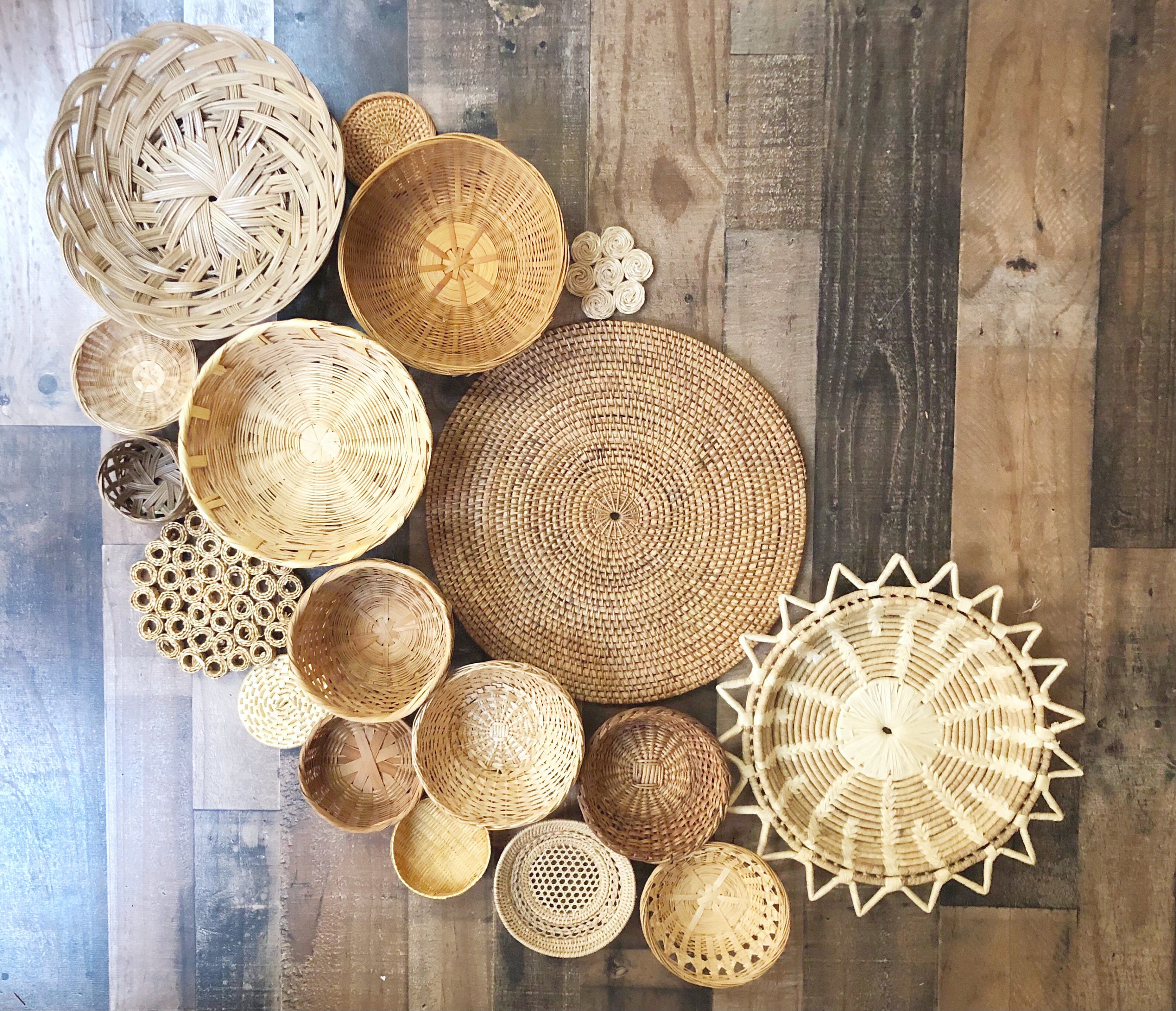 Boho Wall Baskets Cottagecore Minimalist Farmhouse Rustic Etsy