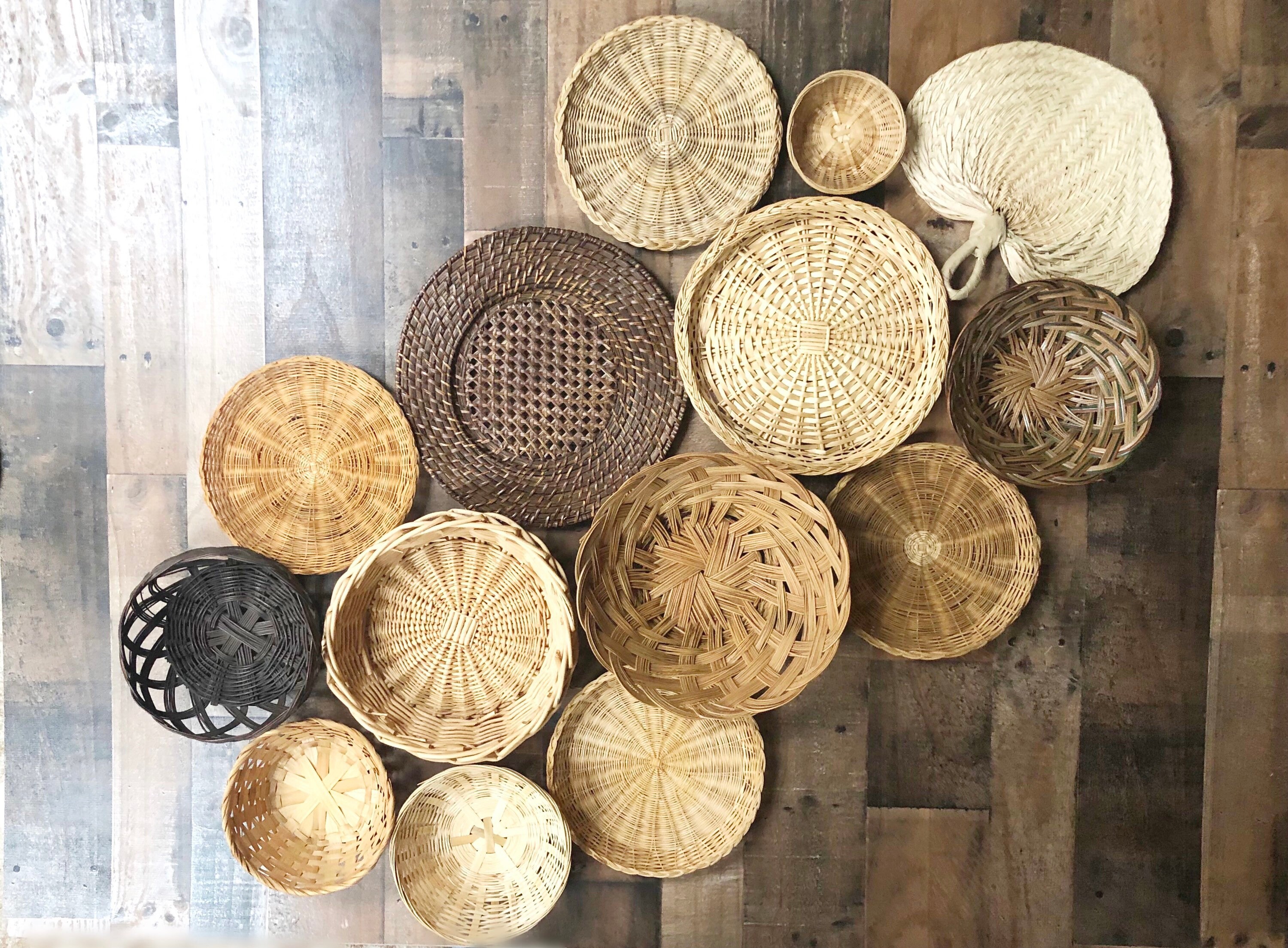 Boho wall baskets Wall baskets Farmhouse Rustic Trivets Etsy