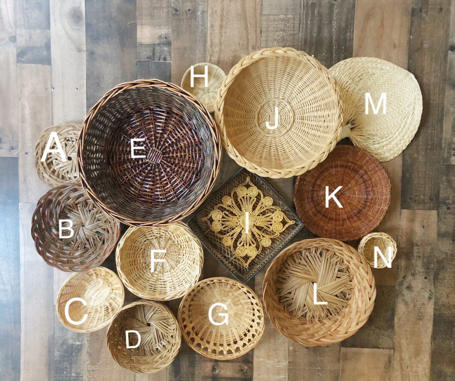 Boho wall baskets Farmhouse Rustic Vintage baskets Vintage Etsy