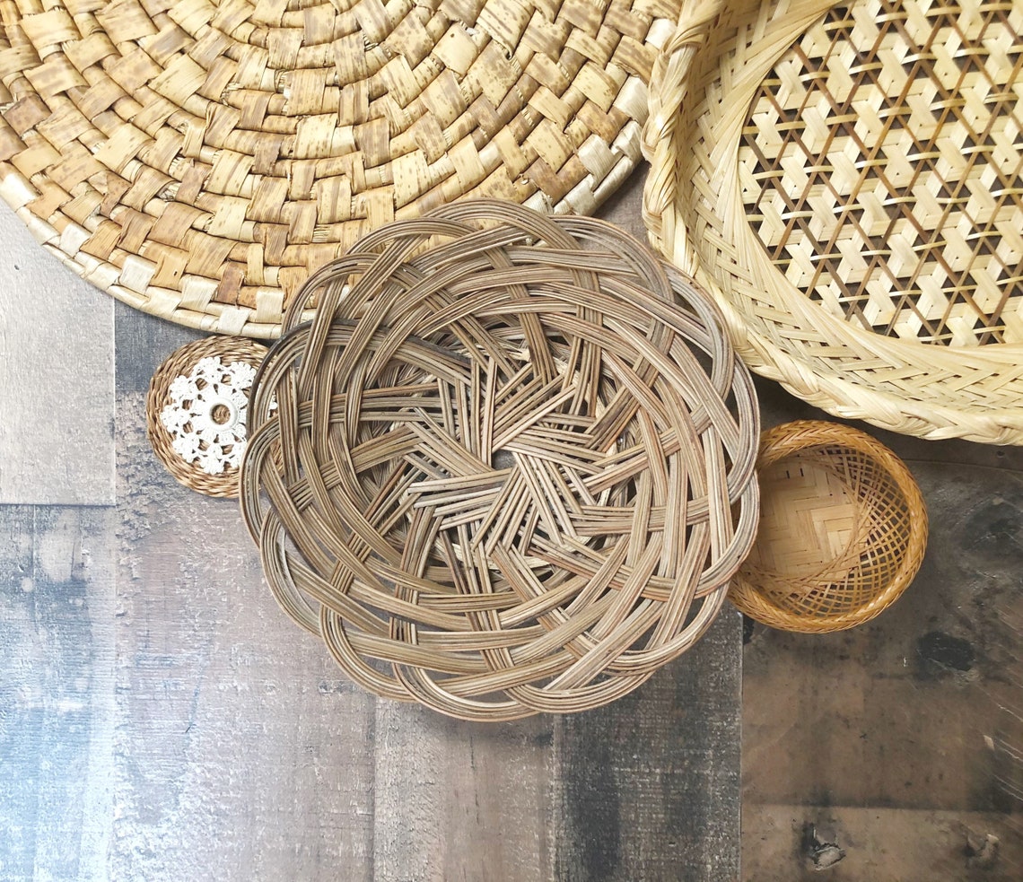 Boho wall baskets Farmhouse Rustic Vintage baskets Etsy