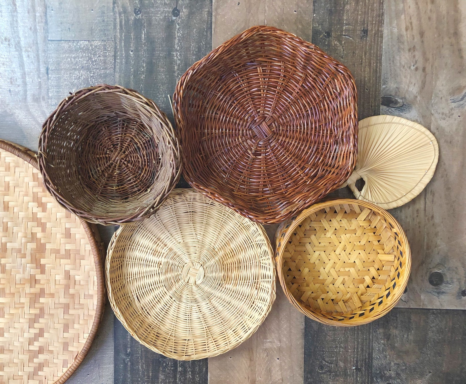 Boho Wall Baskets Wicker Wall Baskets Farmhouse Rustic Vintage Etsy