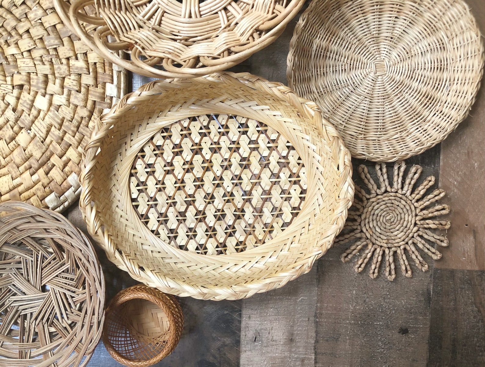 Boho wall baskets Farmhouse Rustic Vintage baskets Etsy