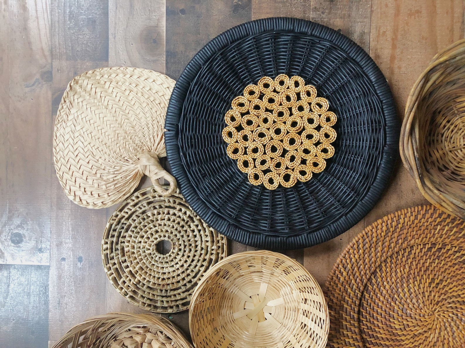 Boho wall baskets Farmhouse Rustic Vintage baskets Etsy