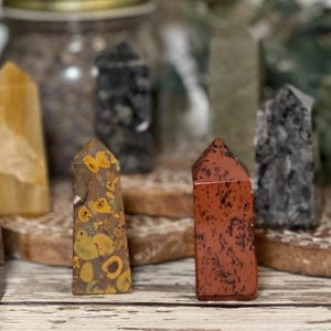 WHOLESALE LOT – Small Obelisk Towers | Ajooba Jasper, Larvikite, Mahogany Obsidian, Aventurine & More | Clearance