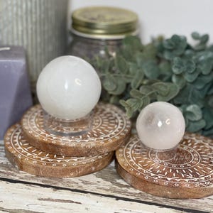 Lot of 2 Selenite Spheres | Calming White Crystal Orbs | Polished Metaphysical Tools for Energy Clearing, Altar Decor, or Gift Sets
