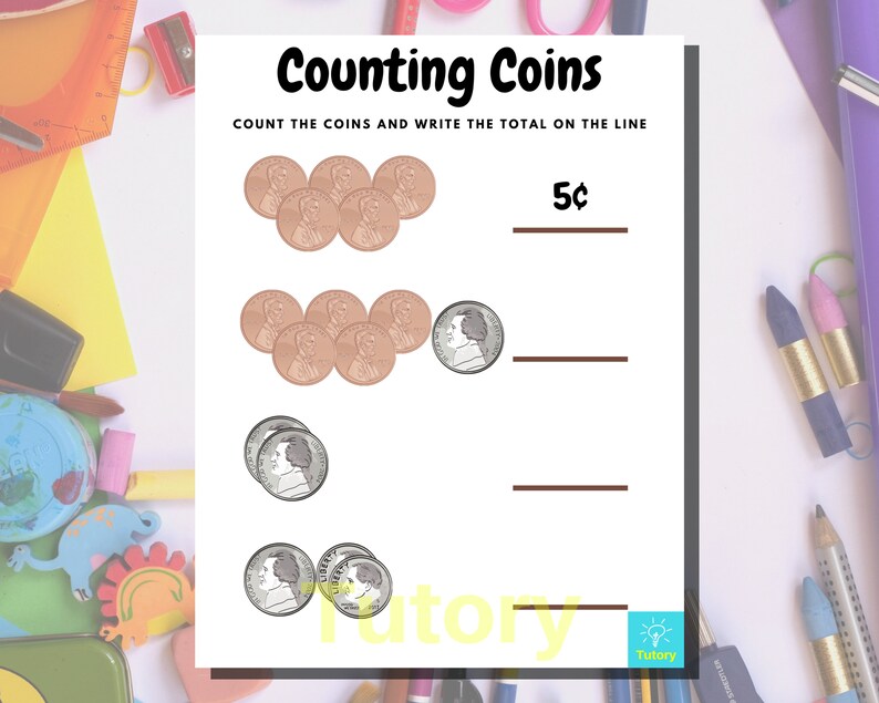 Preschool Money Worksheet Downloadable Printable, Homeschool Activity ...