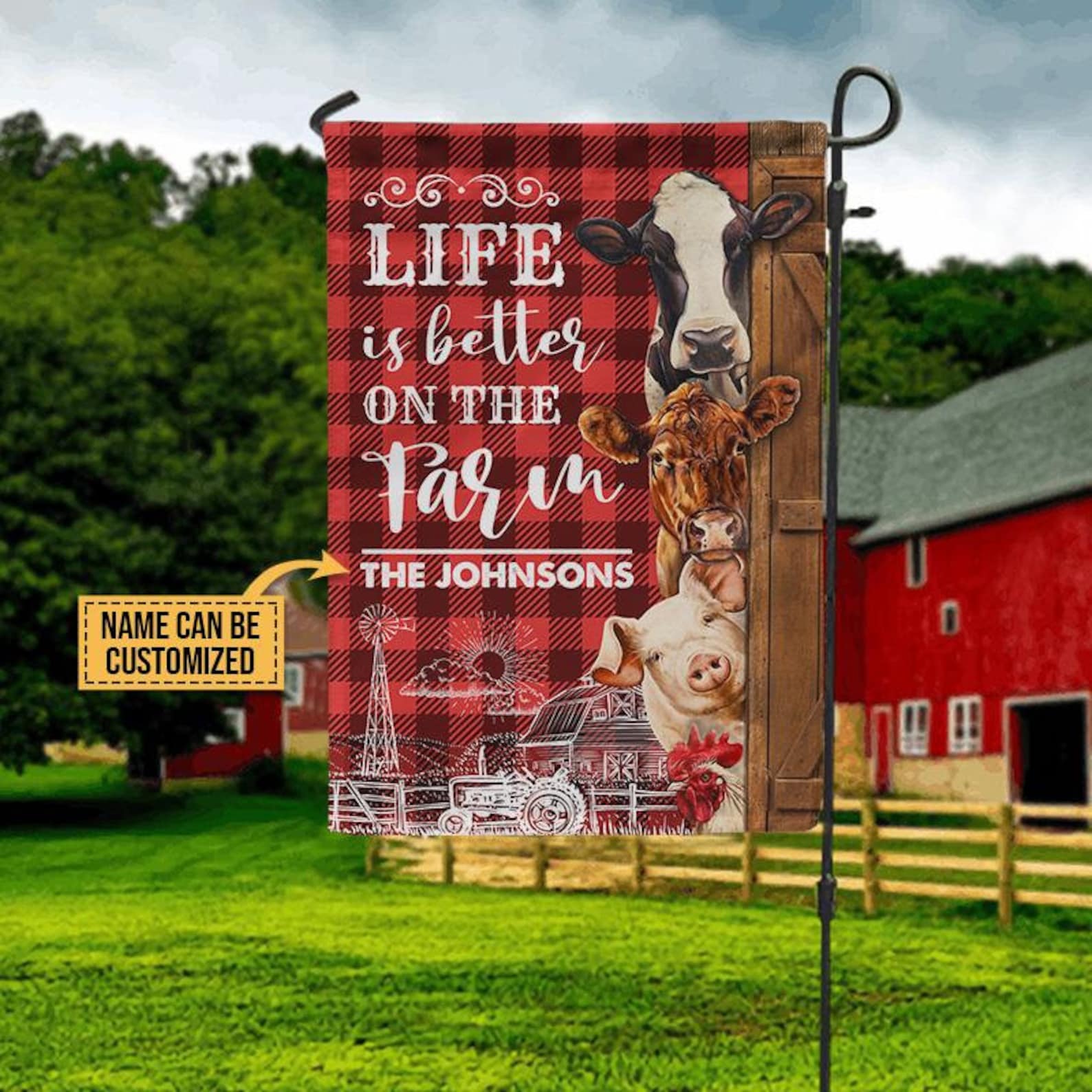 Family Farm Flag Custom Name Flag Life Is Better On The Farm | Etsy