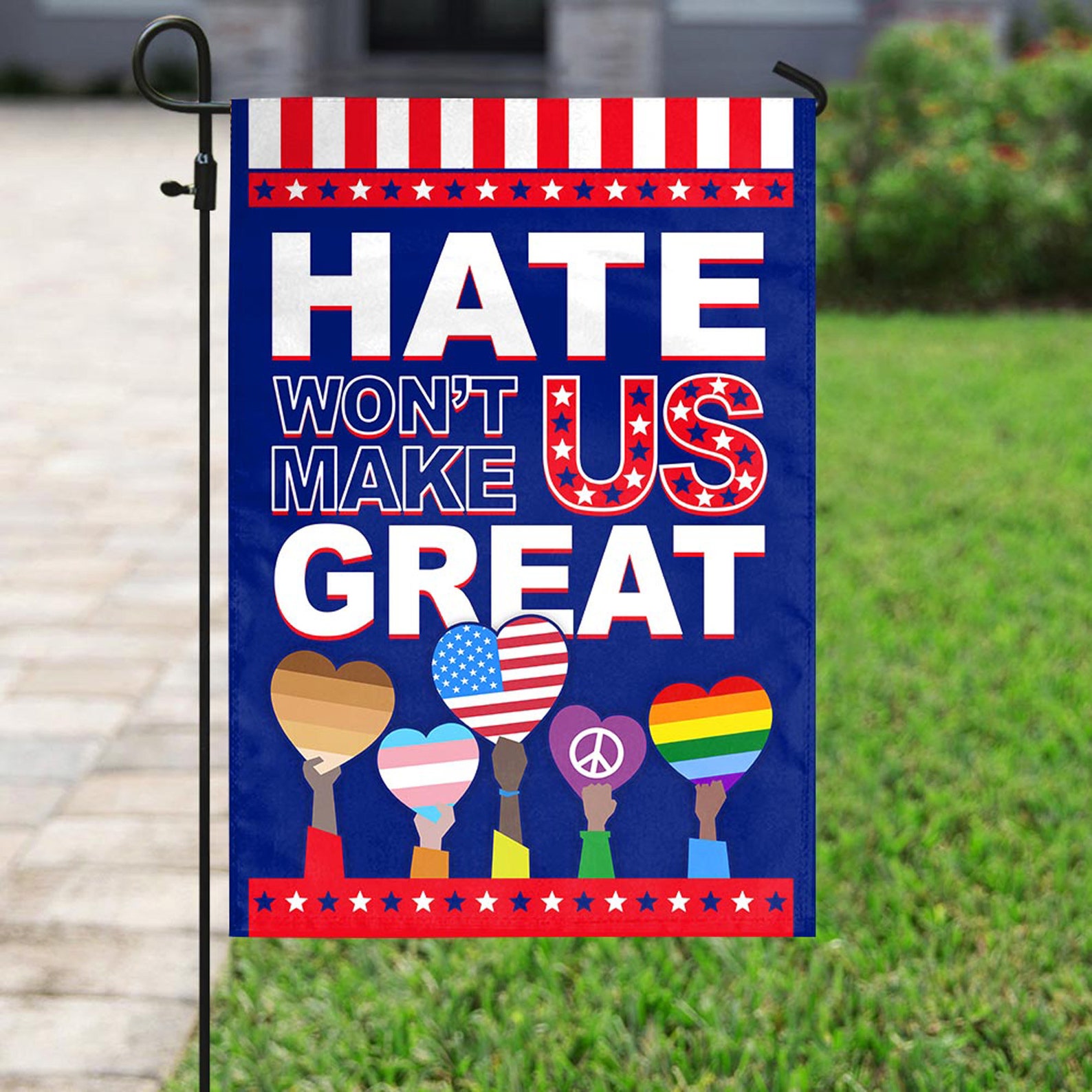 Hate Wont Make Us Great Sign Language Lgbt Pride Flag Sign Etsy