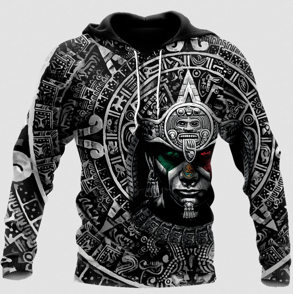 Aztec Warrior Mexican Polyester Hoodie 3D All Over Print | Etsy