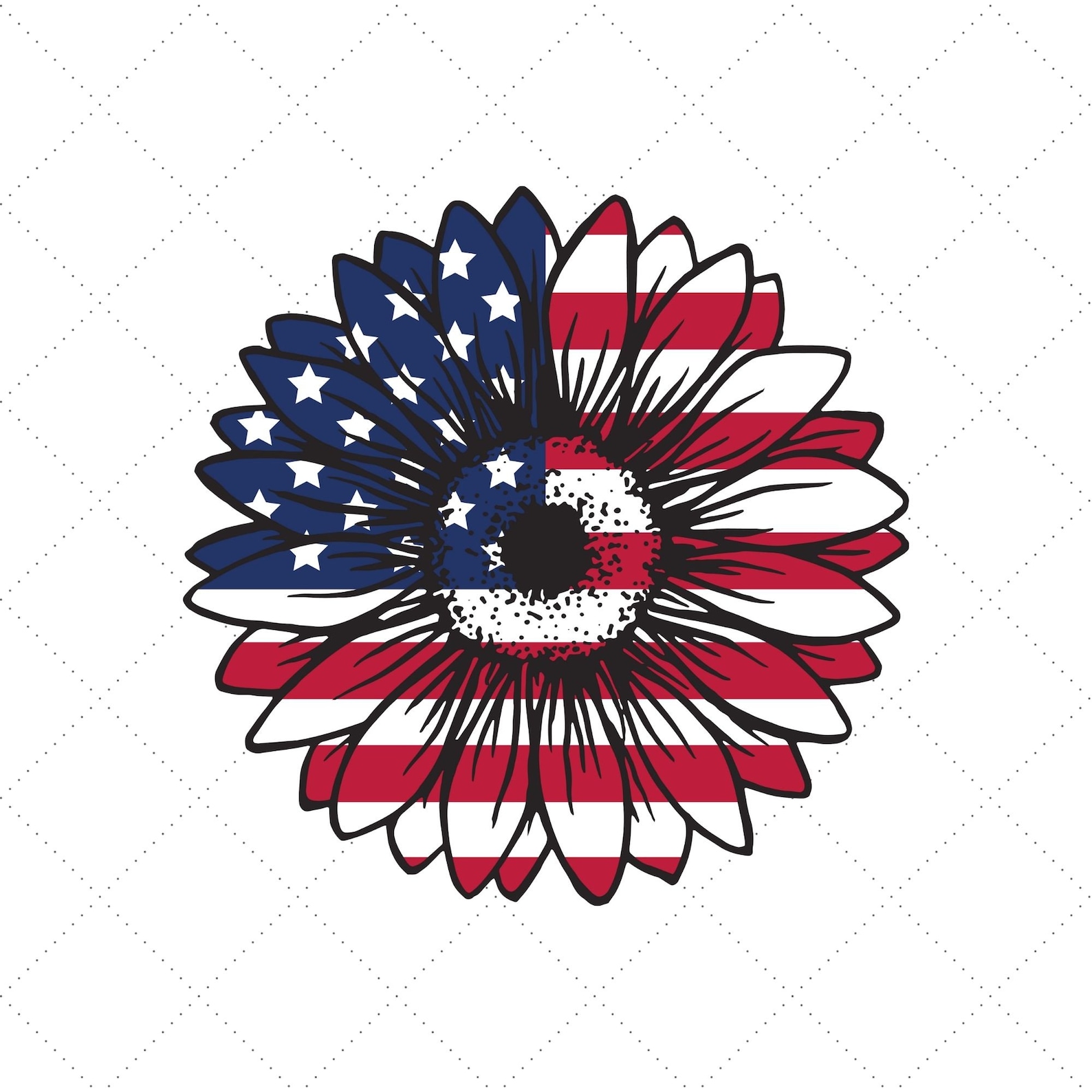 American flag sunflower svg flower cut file for cricut Etsy