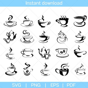 Coffee Cup SVG Bundle: Menu, Shop Silhouette (Digital Download)