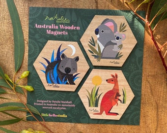 Juego de imanes de madera con forma de animales