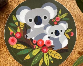 Pegatina de vinilo de koala, animal icónico australiano (80 mm)