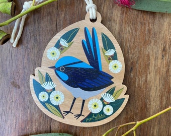 Shaped Fairy Wren Christmas Decoration