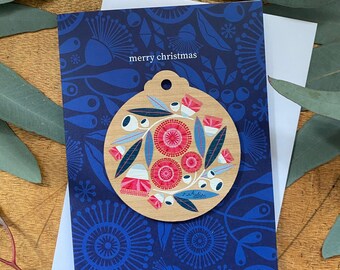 Tarjeta de decoración navideña de goma plateada