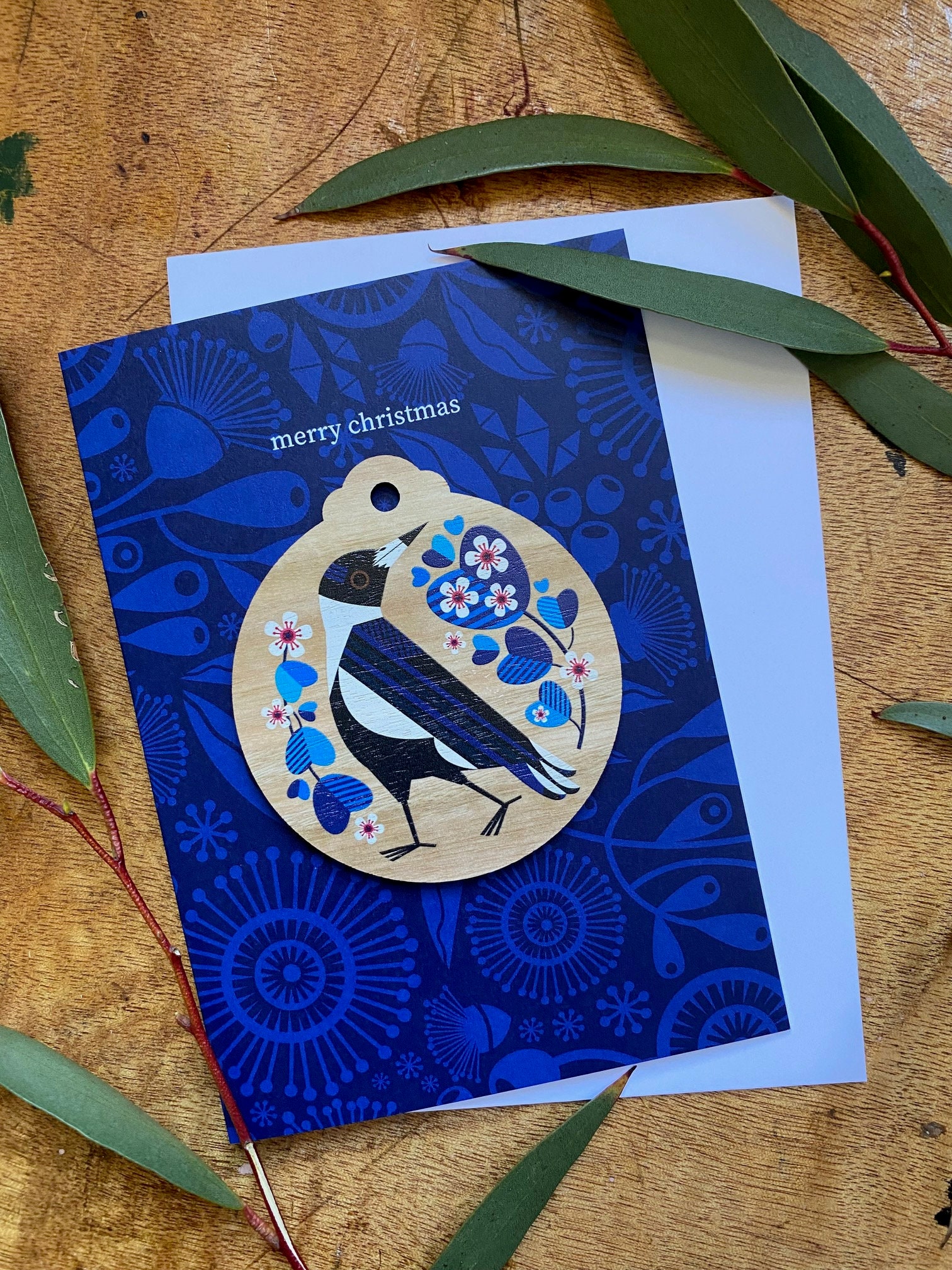 Magpie Christmas Decoration Card