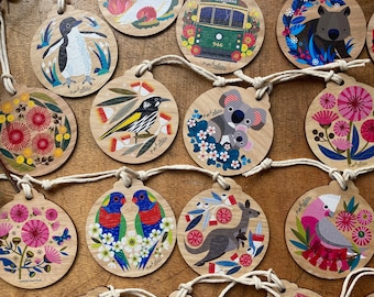 Set de decoración navideña australiana / Adornos de eucalipto, animales autóctonos