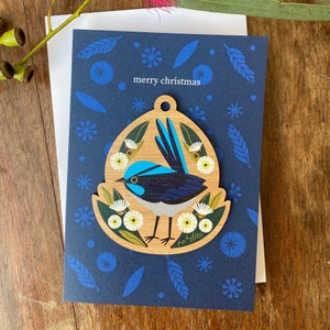 Shaped Superb Fairy Wren Christmas Card