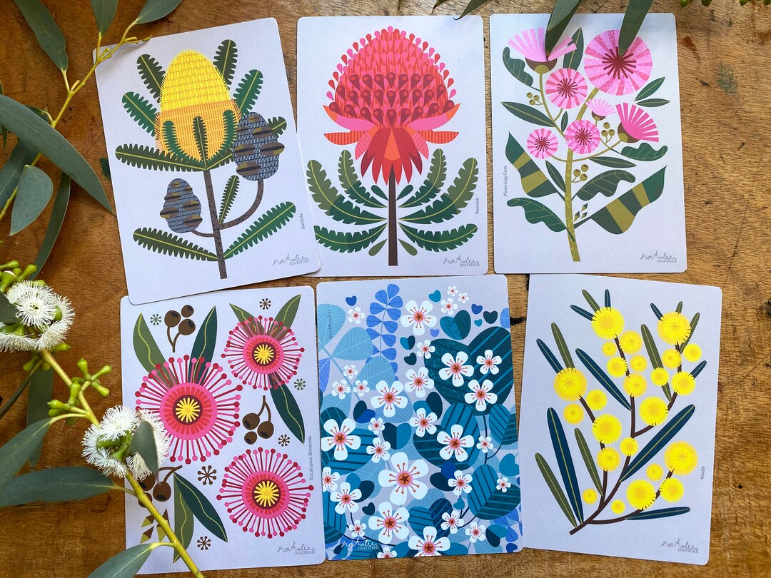 Australian Flowers Postcard Set - Etsy