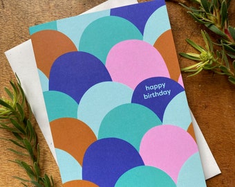 Tarjeta de cumpleaños geométrica colorida - Tarjeta 100% reciclada