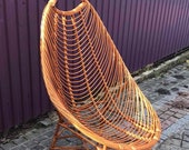 Balcony Armchair, Mid Century Modern Wicker Rattan Lounge Arm Chair, 300-lbs Weight Capacity Sunroom Patio Arm Chair, Rattan Furniture
