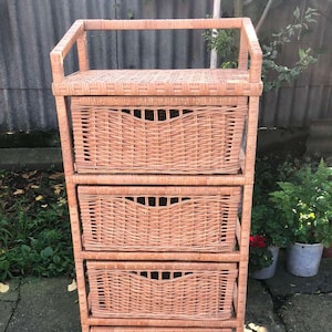 Wicker Drawer, Mid Century Dresser, Boho Dresser Chest, Wicker Chest of Drawers, Storage Drawers, Handmade Wooden Boxes with Drawers