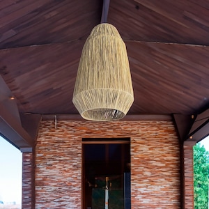 Moroccan Style Pendant Lights in 3 sizes, Wicker Woven Ceiling Light Shade, Hanging Pendant Light, Raffia Pendant Lights for Kitchen
