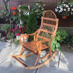 Wicker Rocking Chair, Patio Lounge Rattan Rocking Chair, Patio Furniture Wicker Rocker, Willow Rocking Chair AO1