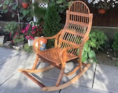 Wicker Rocking Chair, Patio Lounge Rattan Rocking Chair, Patio Furniture Wicker Rocker, Willow Rocking Chair AO1