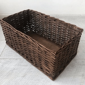 Rectangular Woven Basket, Shallow Storage Basket for Nursery, Wicker Storage Basket, Rustic Toy Organizer, Kitchen Organization and Storage