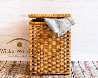 Woven Wicker Laundry Basket with Lid Avaialble in 3 Sizes - Small/Medium/Large, Laundry Hamper, Wicker Rattan Basket, Laundry Basket Nursery