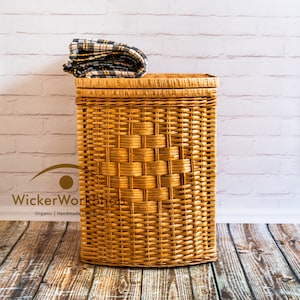 Storage Basket, Wicker Laundry Basket with Lid. Laundry Basket, Laundry Hamper, Laundry Organizer, Basket for Bathroom, Basket with Lid