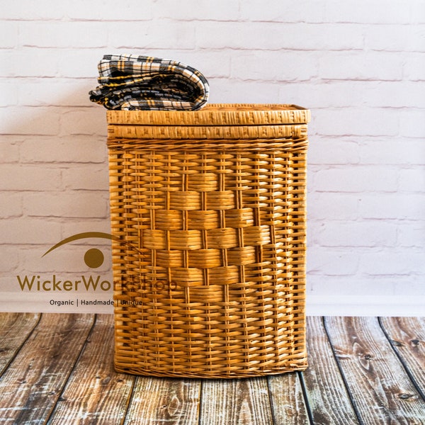 Storage Basket, Wicker Laundry Basket with Lid. Laundry Basket, Laundry Hamper, Laundry Organizer, Basket for Bathroom, Basket with Lid