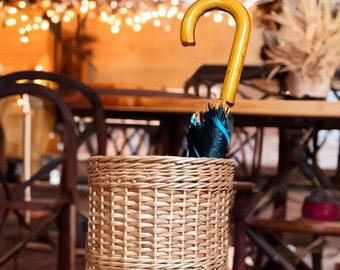 Soporte alto para paraguas de entrada, soporte de mimbre para paraguas, soporte de bastón, soporte para paraguas, organizador de entrada, hecho a medida.