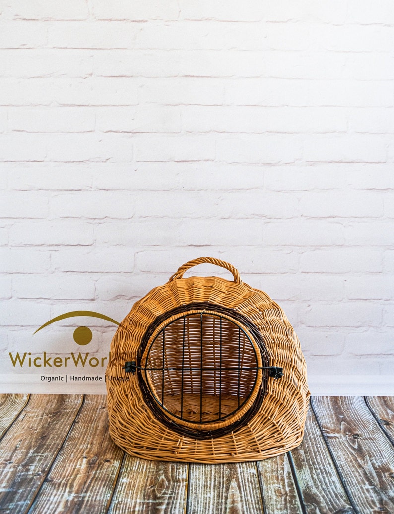 Wicker Pet Carrier Wicker Dog Basket Pet Carrier Wicker Pet Etsy