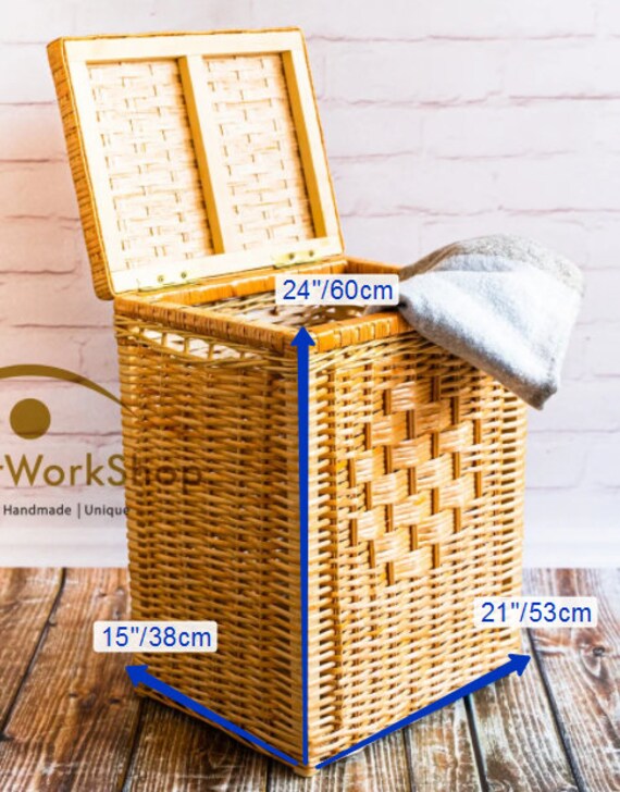 Cesto Portabiancheria In Giacinto D'Acqua - Rotondo, Con Coperchio E Manico, Diametro 46 Cm, Stile Boho E Naturale - Foto 2