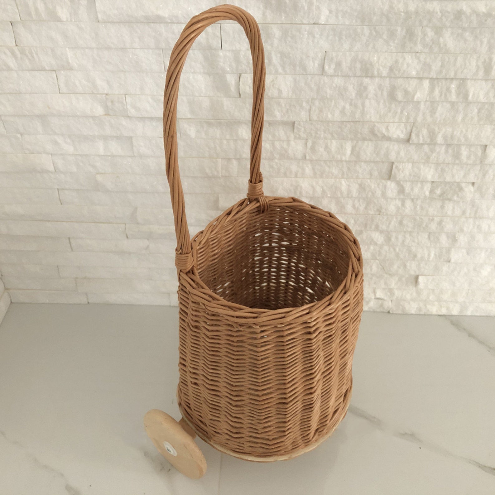 Organic Wicker Shopping Trolley With Handle Wicker Shopping Etsy