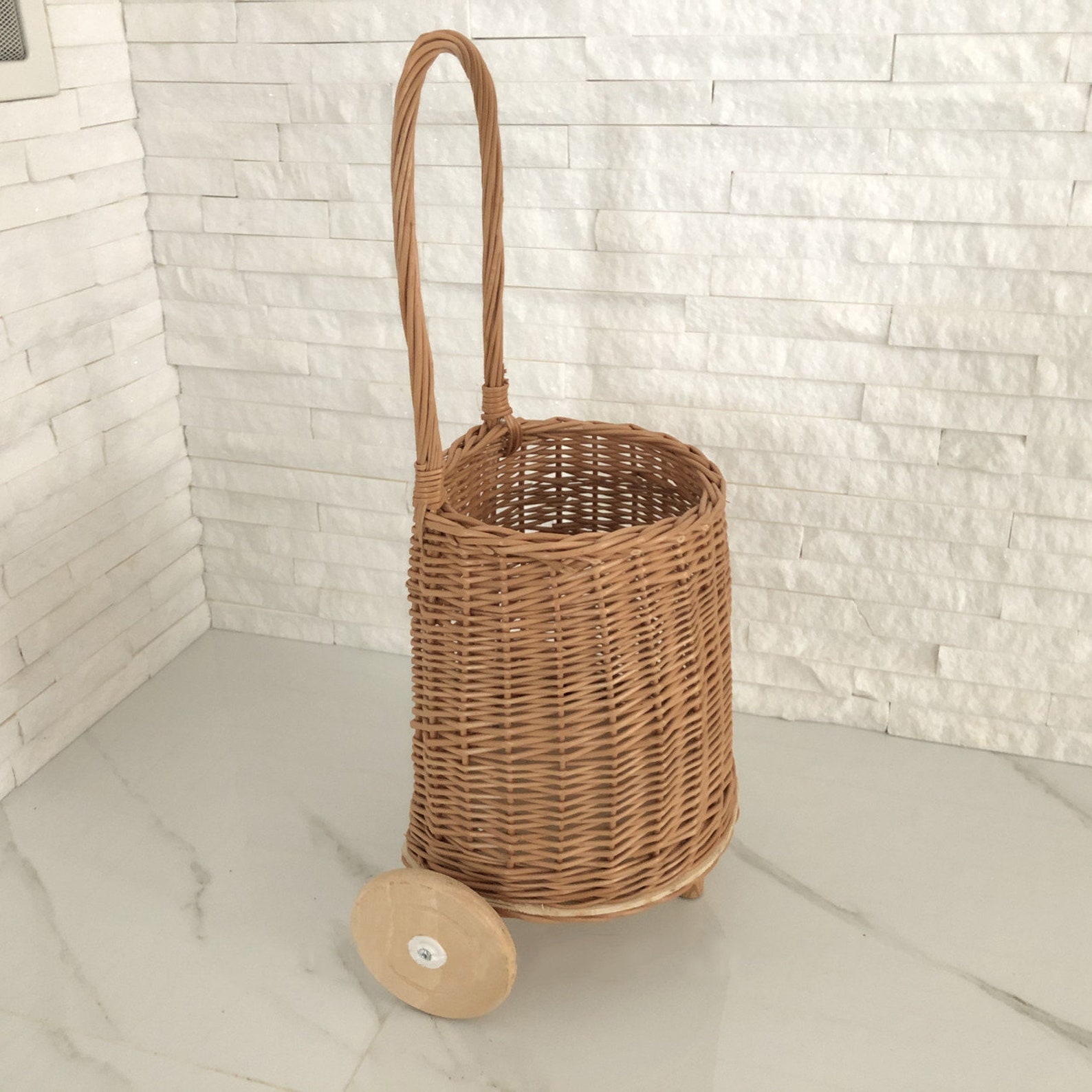 Organic Wicker Shopping Trolley with Handle Wicker Shopping Etsy