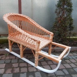 Wicker Children&#39;s Sleds, Santa Claus&#39;s Sleigh, Holiday Sleigh, Children&#39;s New Year&#39;s Sleigh, Rattan Sleigh, Santa&#39;s Sleigh, Snow Sled,Winter