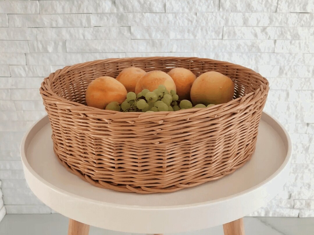 Oval Wicker Basket Tray Medium Size Tray Wicker Fruit Bowl Etsy