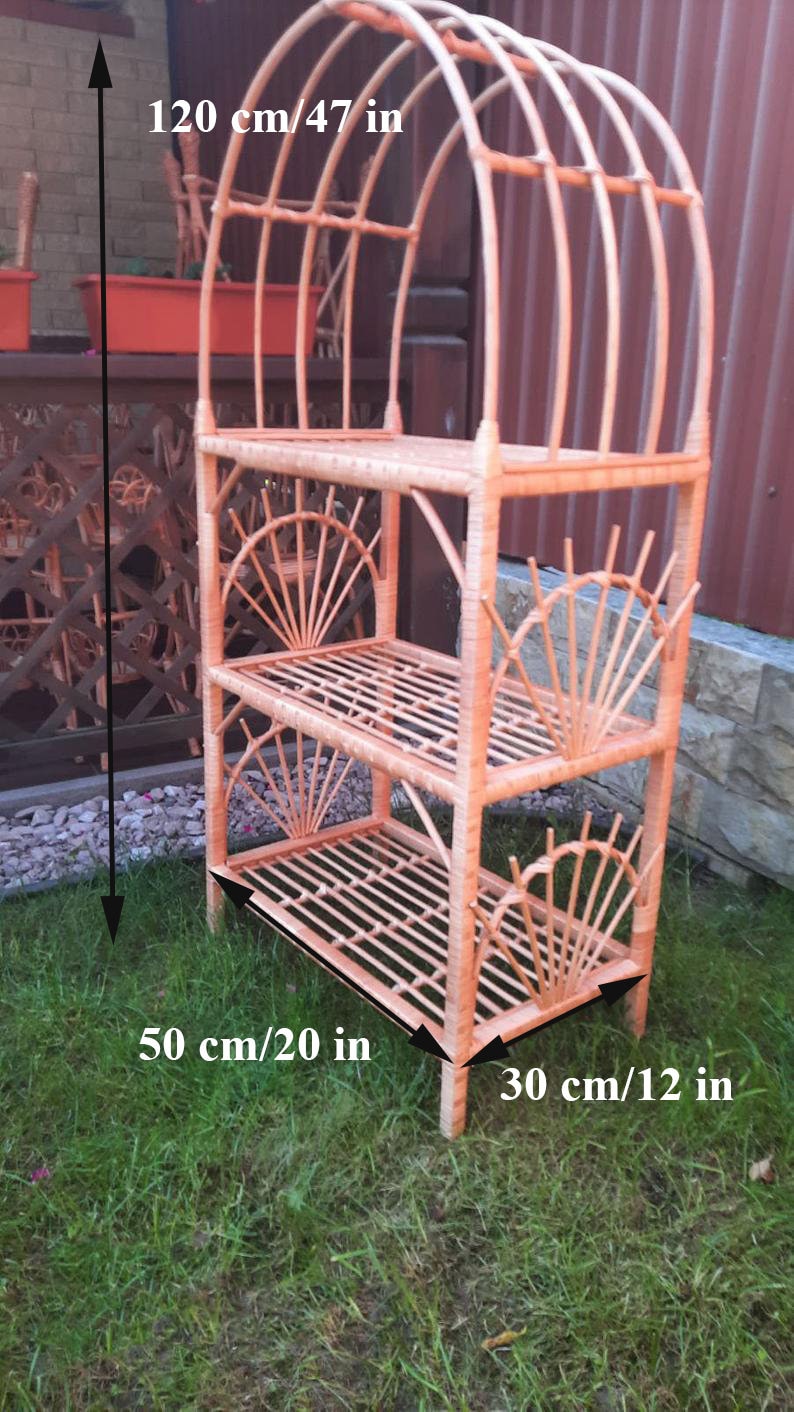 Boho Plant Shelf Wicker Shelf With Arch Top 3/4tier Wicker Etsy UK