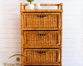 Chest of Drawers, Rectangular Rattan Chest of Drawers, Wicker Dresser, Dresser Furniture, Drawers, Box with Drawers, Drawers for Wall